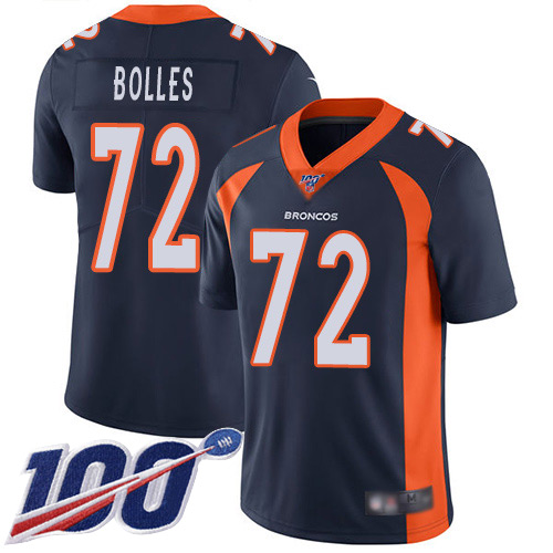 Men Denver Broncos #72 Garett Bolles Navy Blue Alternate Vapor Untouchable Limited Player 100th Season Football NFL Jersey->denver broncos->NFL Jersey